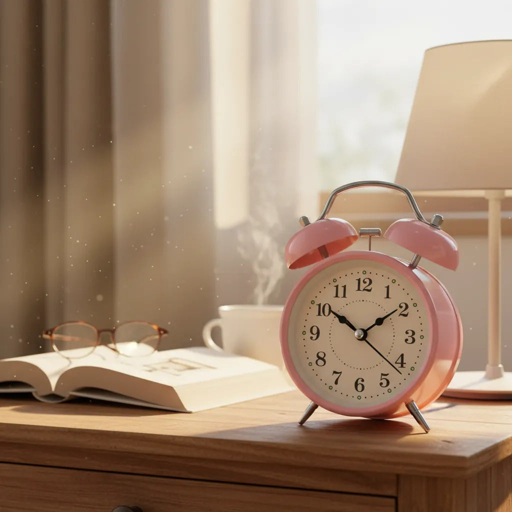 Reloj despertador retro rosa