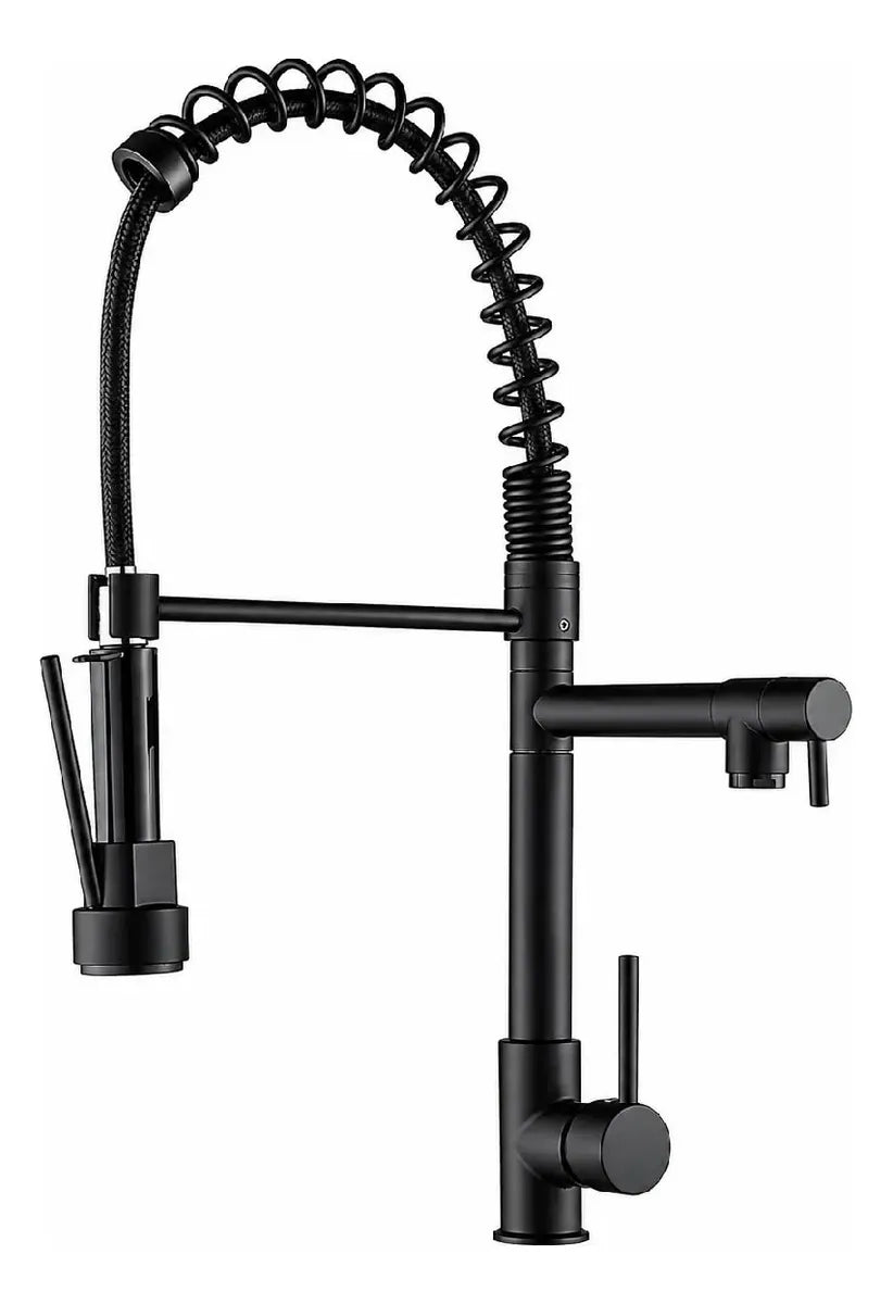 Grifo monocomando de cocina negro mate con cabezal extraíble