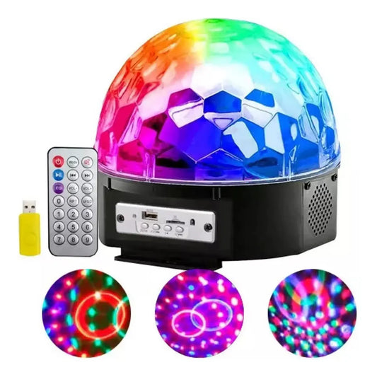 Media bola de luces LED audiorrítmica con parlante