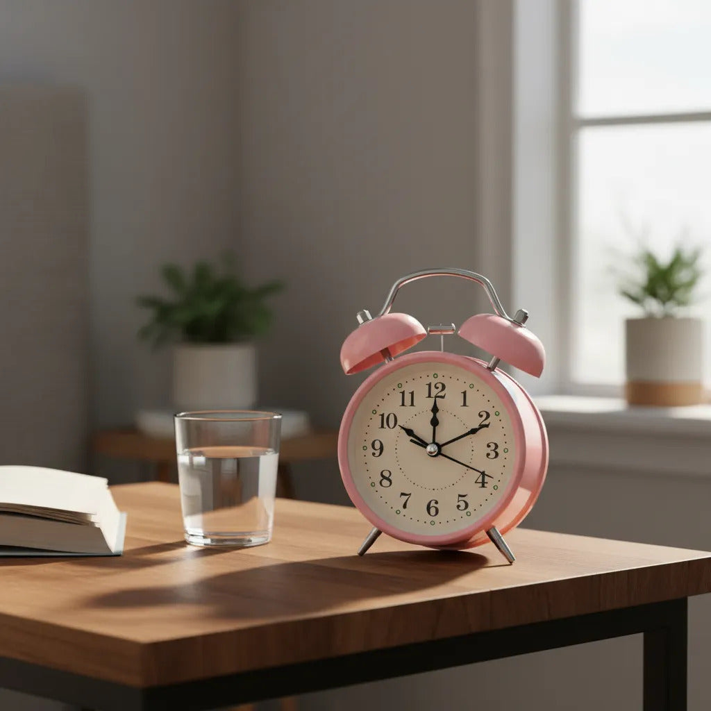 Reloj despertador retro rosa