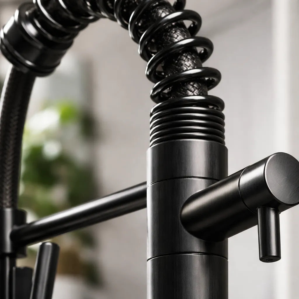 Grifo monocomando de cocina negro mate con cabezal extraíble