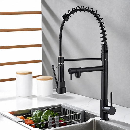 Grifo monocomando de cocina negro mate con cabezal extraíble