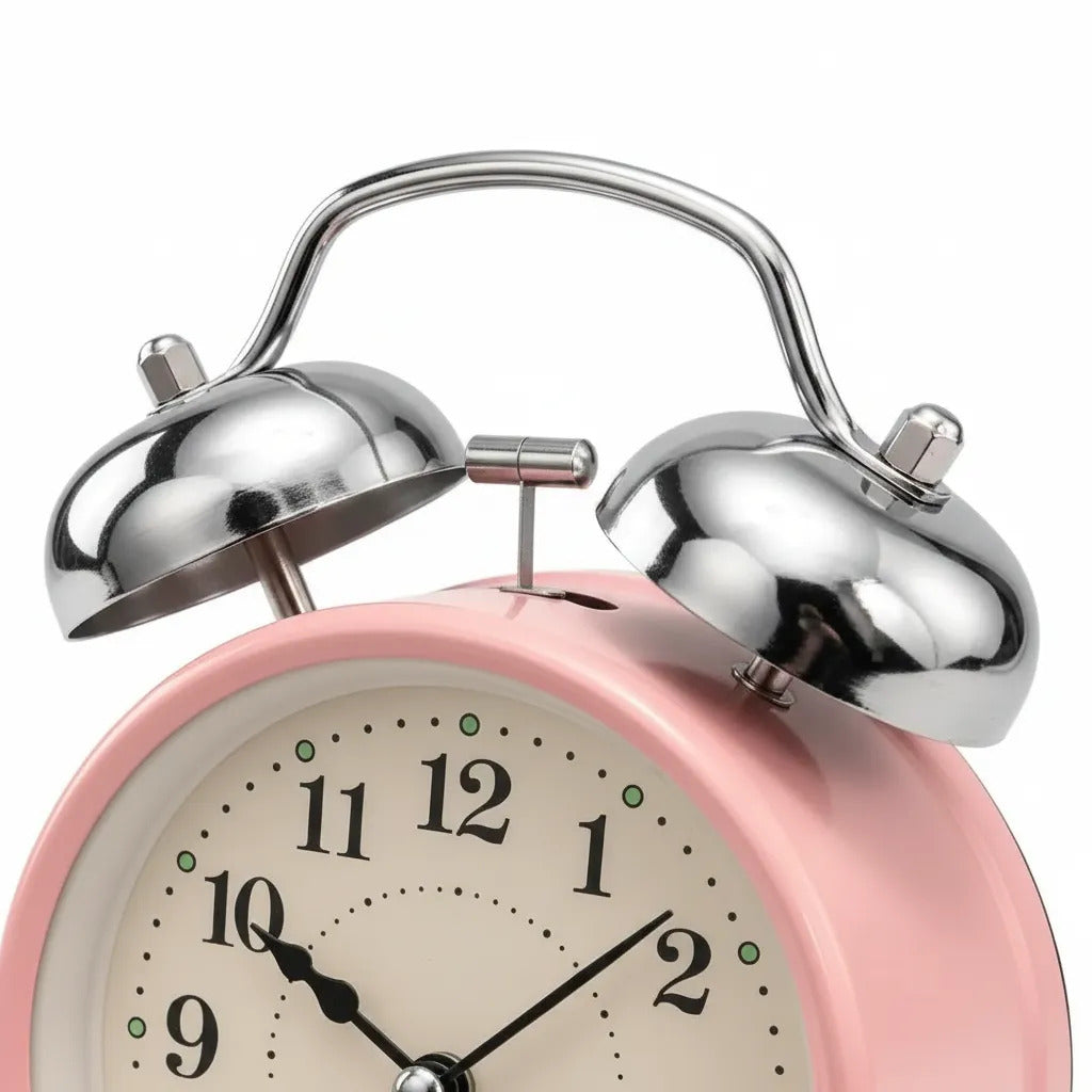 Reloj despertador retro rosa