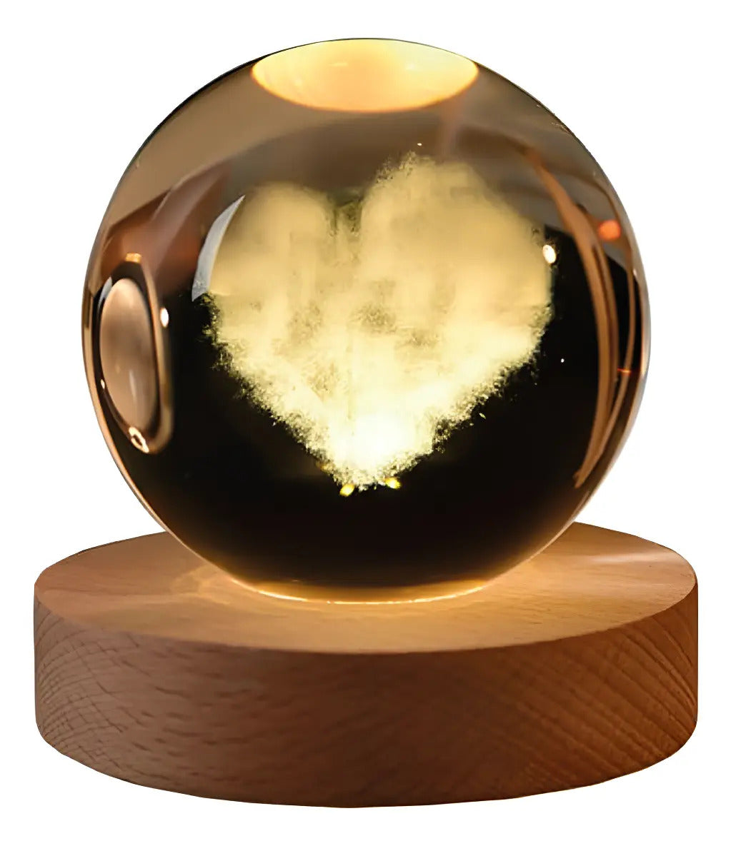 Lámpara bola de cristal 3D - Corazón nube