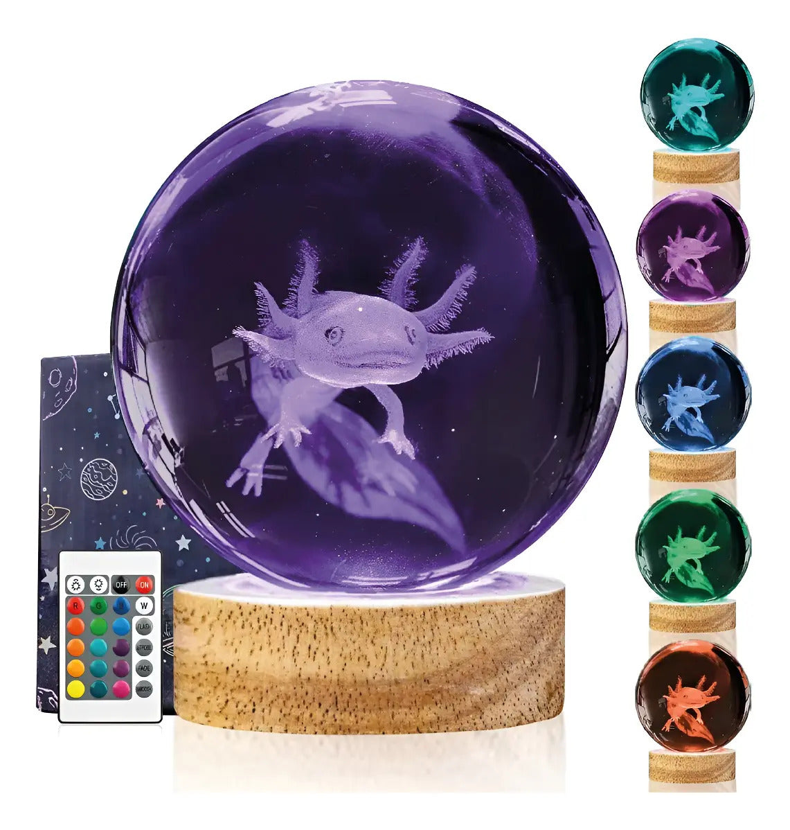 Lámpara bola de cristal 3D - Ajolote