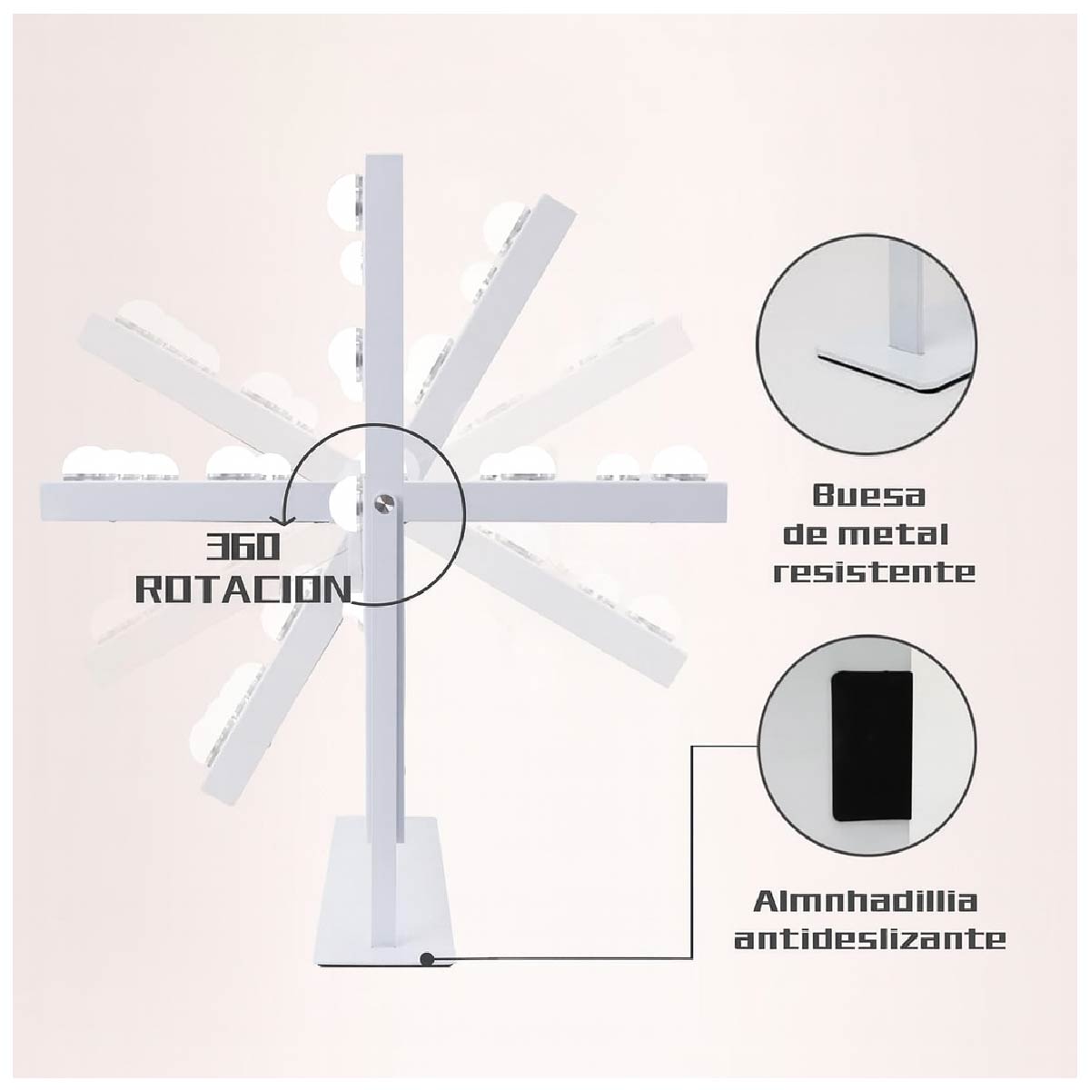 Espejo de Maquillaje Hollywood con Luz LED y Batería Recargable