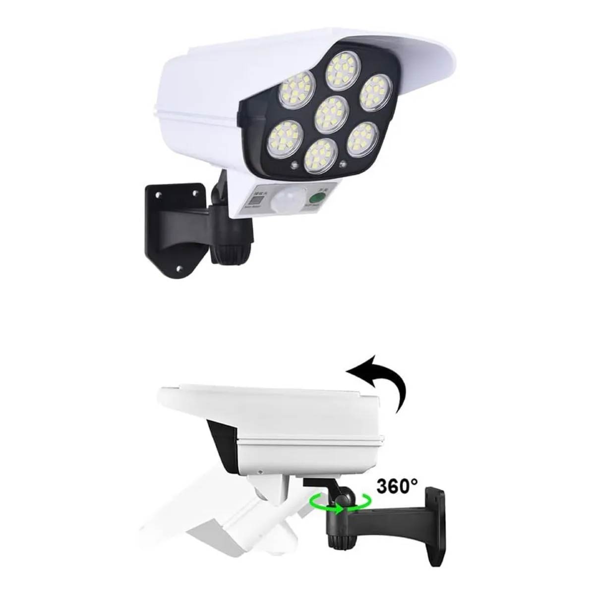 Foco Solar Sensor De Movimiento Tipo Cámara Seguridad