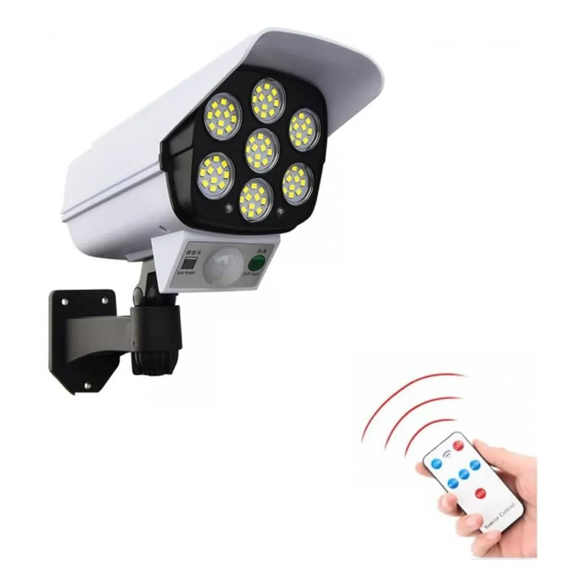 Foco Solar Sensor De Movimiento Tipo Cámara Seguridad