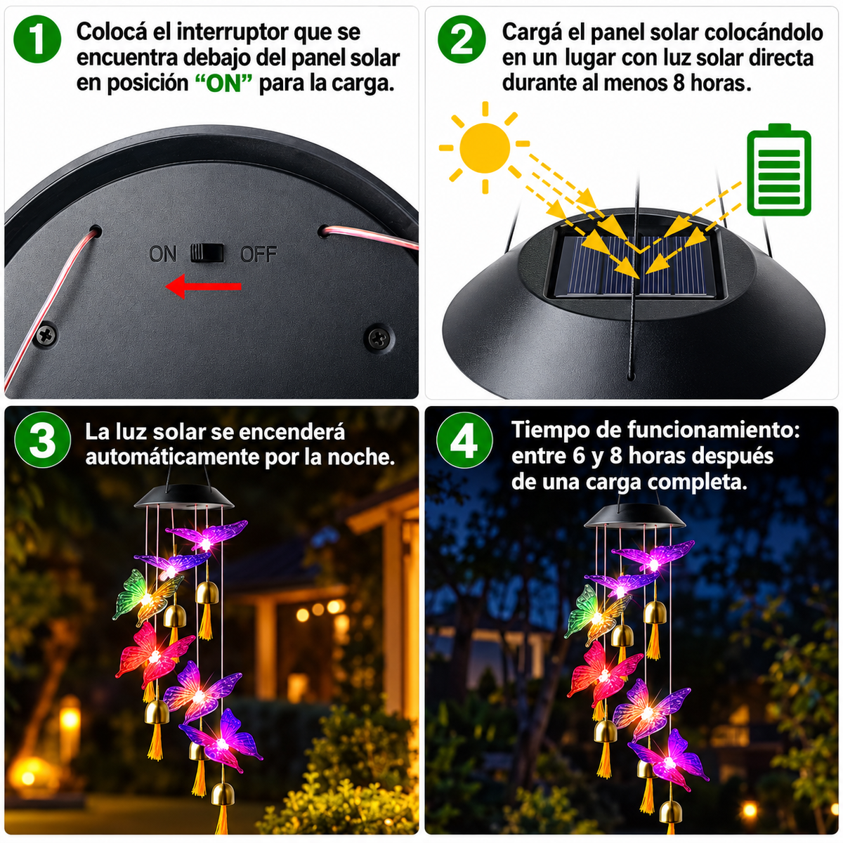 Colgante Adornos De Jardín Led Llamador De Angeles Led Solar Bolas