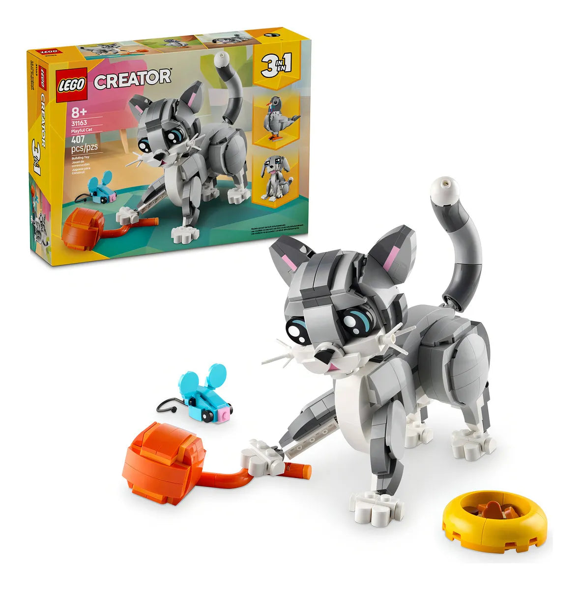 Kit de construcción Lego Creator 3en1 Gato juguetón 31163