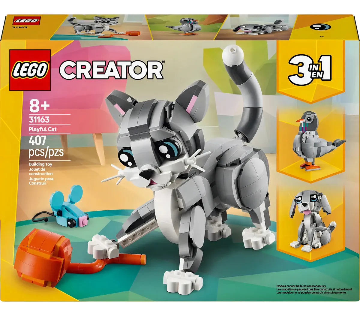 Kit de construcción Lego Creator 3en1 Gato juguetón 31163