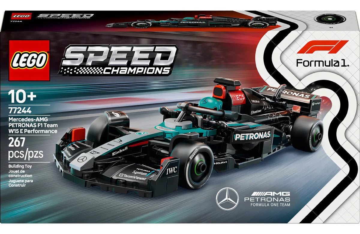 LEGO® Speed Champions Auto de Carreras Mercedes-AMG F1® W15 77244; set con vehículo y piloto
