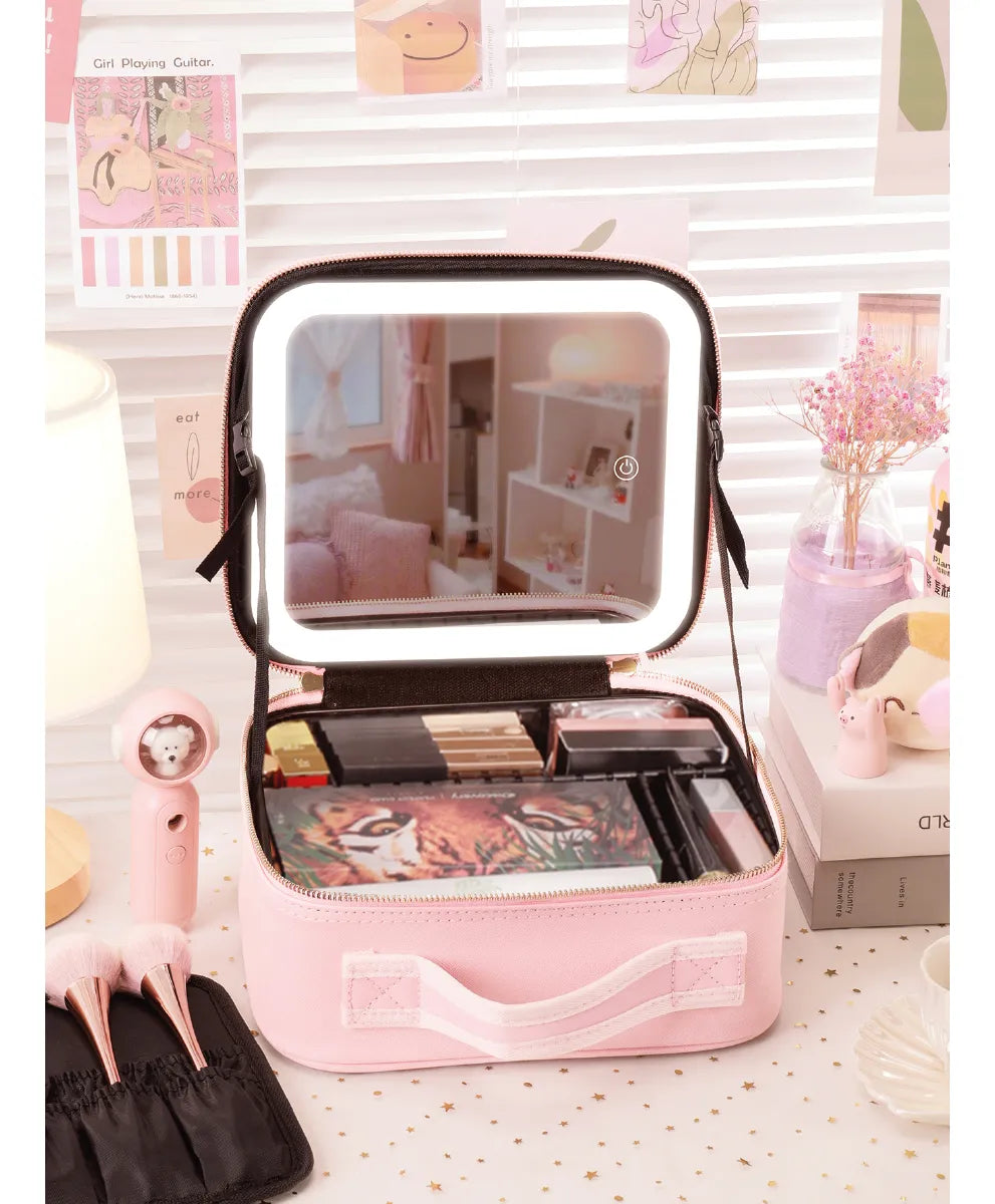 Maleta Maquillaje Valija Organizadora Maquillaje Espejo Led