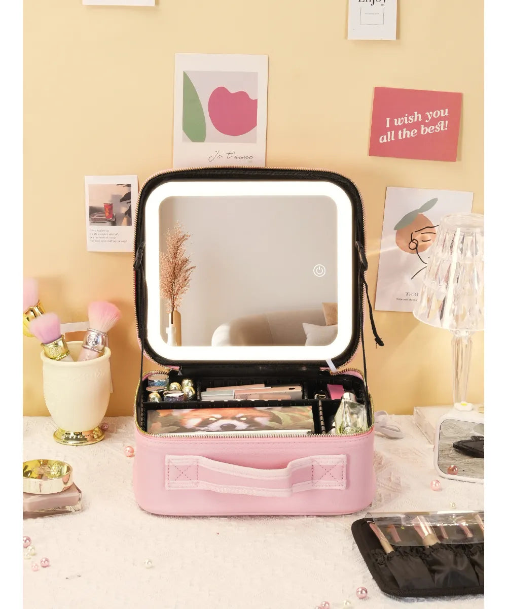 Maleta Maquillaje Valija Organizadora Maquillaje Espejo Led