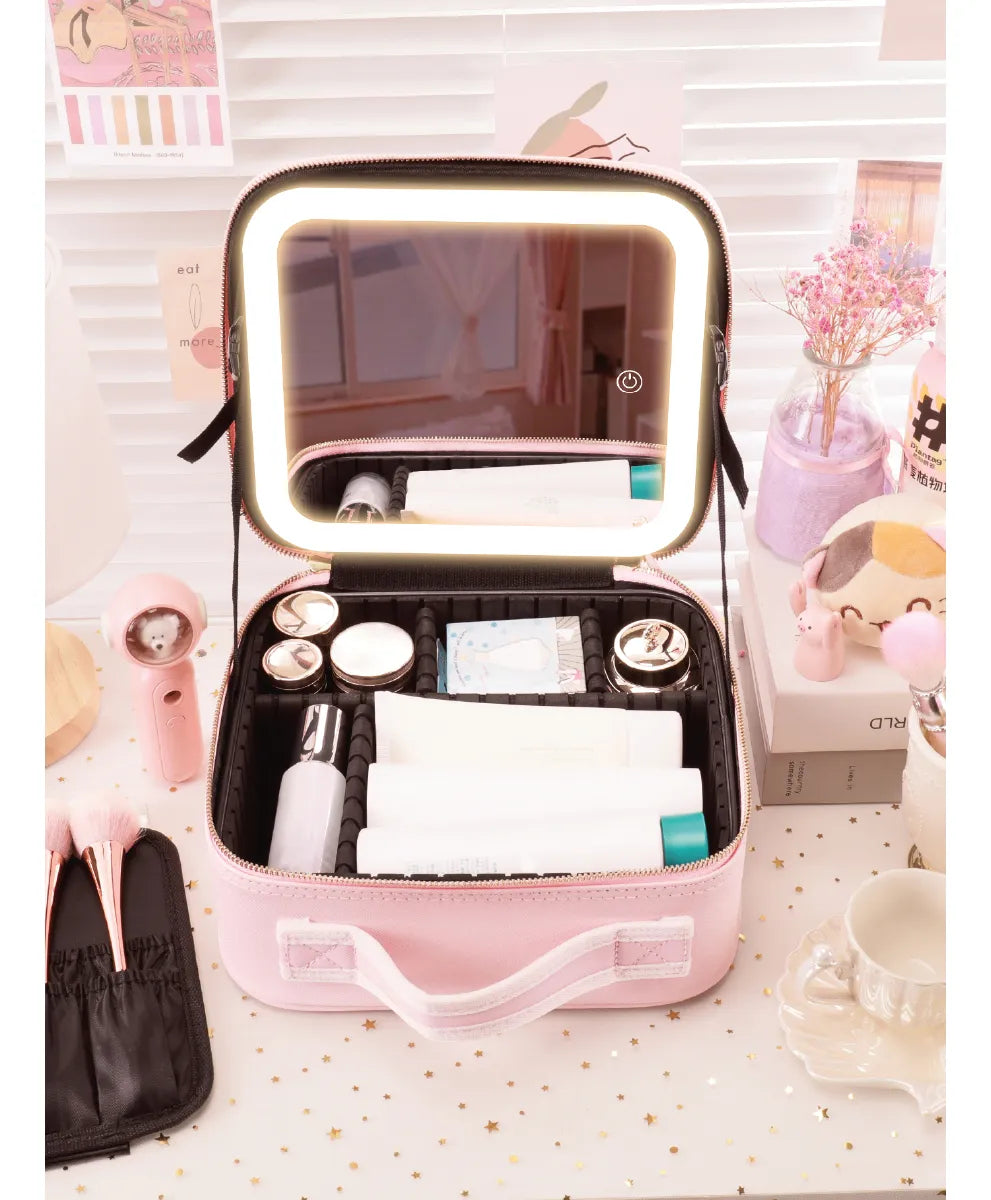Maleta Maquillaje Valija Organizadora Maquillaje Espejo Led