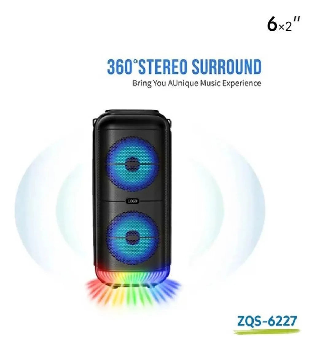 Parlante Grande Doble Luces Rgb Bluetooth Usb Sd Fm - Ins