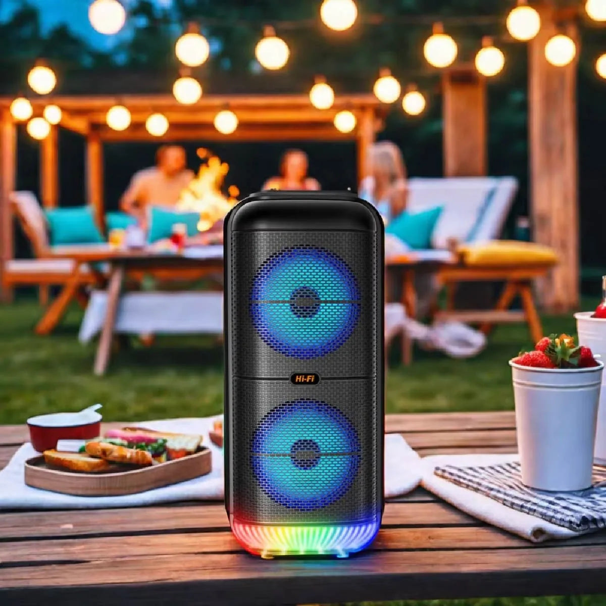 Parlante Grande Doble Luces Rgb Bluetooth Usb Sd Fm - Ins