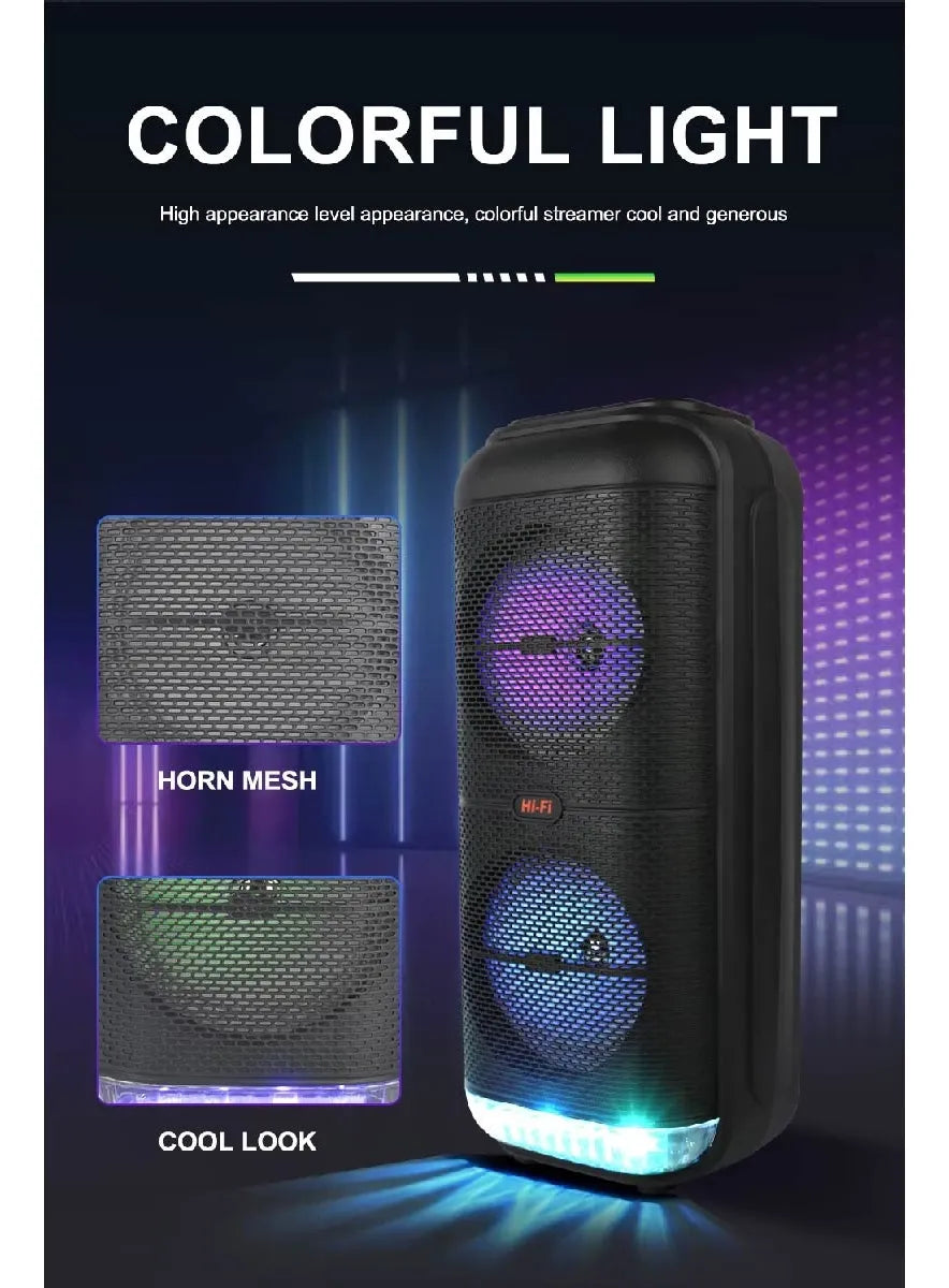 Parlante Grande Doble Luces Rgb Bluetooth Usb Sd Fm - Ins
