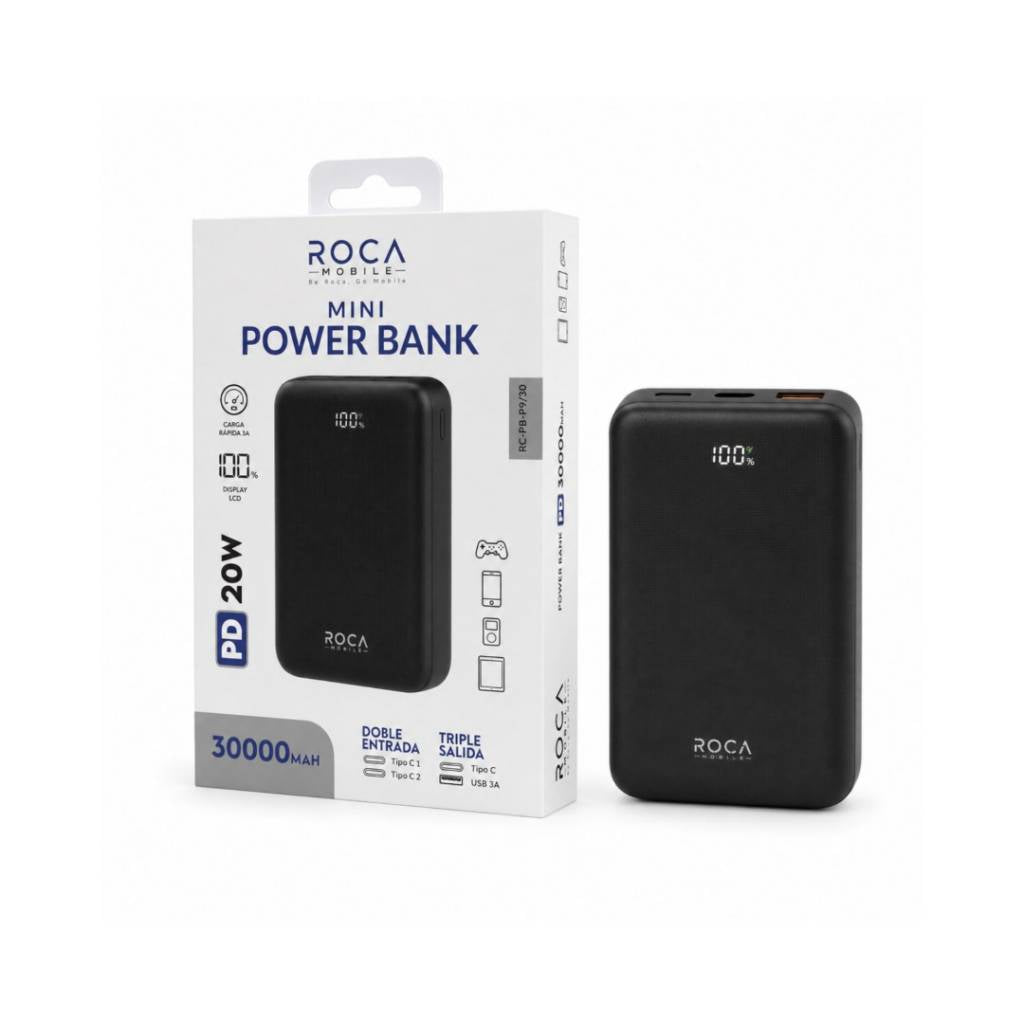 Power Bank Roca Mini 30.000mah Pd20w 2 Tipo C / 1 Usb