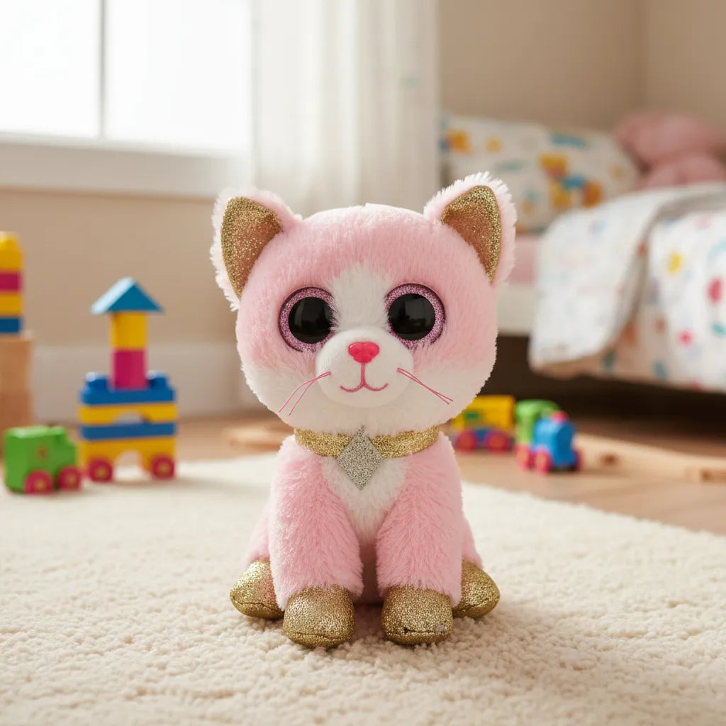 Peluche Beanie Boos Regular Gato Fiona Rosado 15 Cm