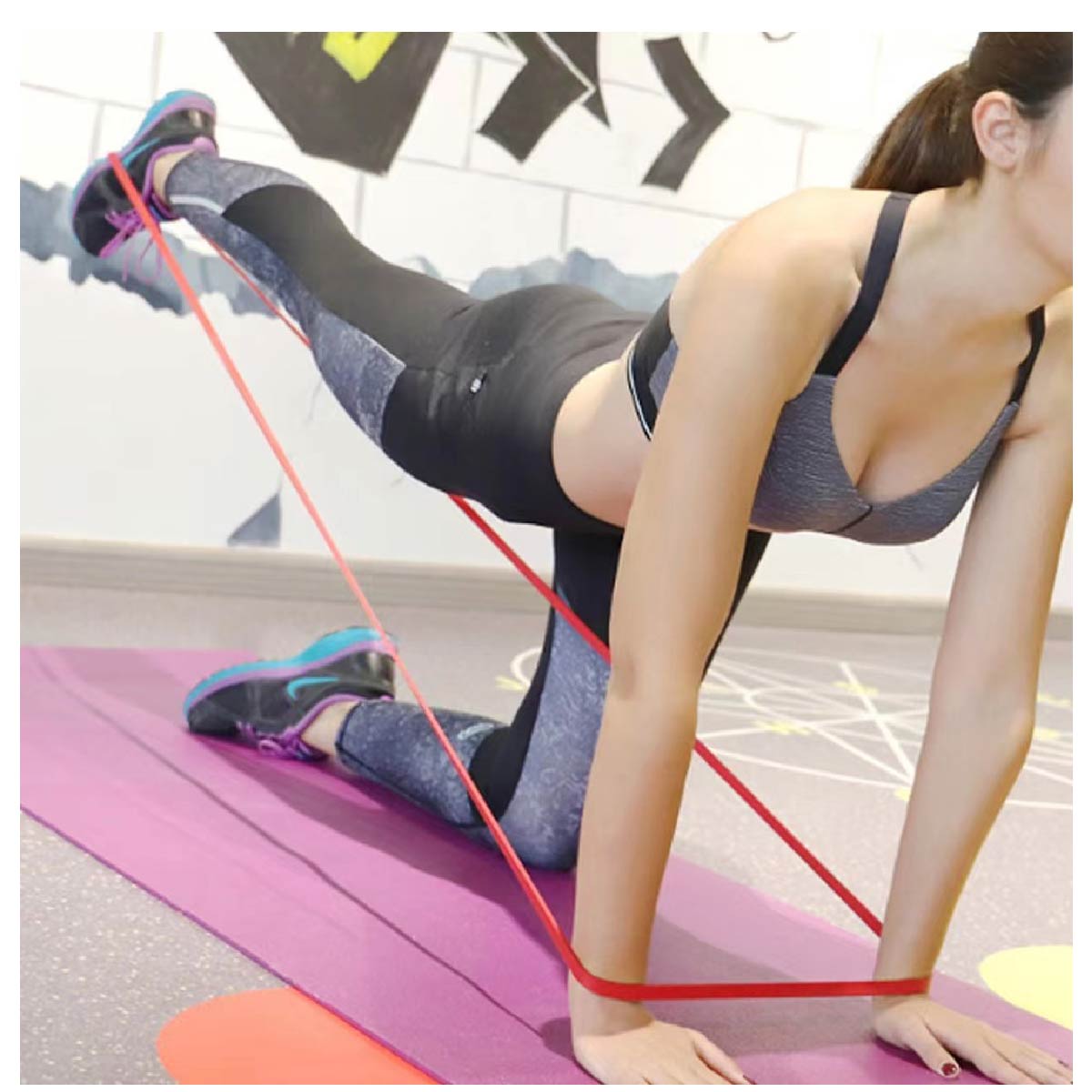 Set 5 Bandas Elásticas Resistencia Fitnics + 2 Manijas + Bolso