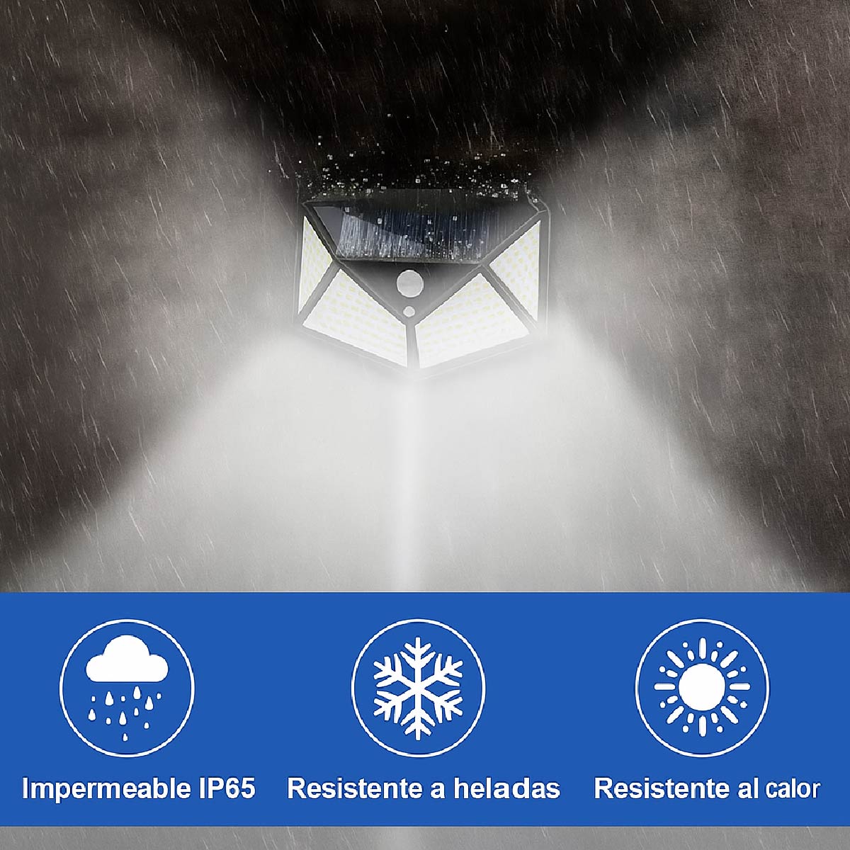 Lampara Exterior Farol Solar Foco 100 Led Sensor Movimiento