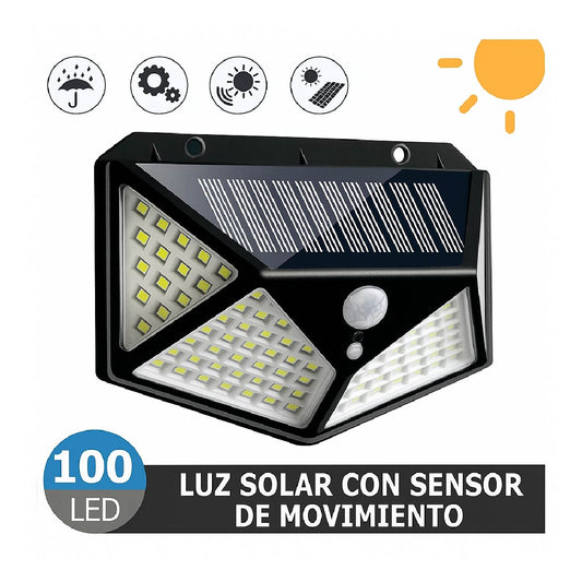 Lampara Exterior Farol Solar Foco 100 Led Sensor Movimiento