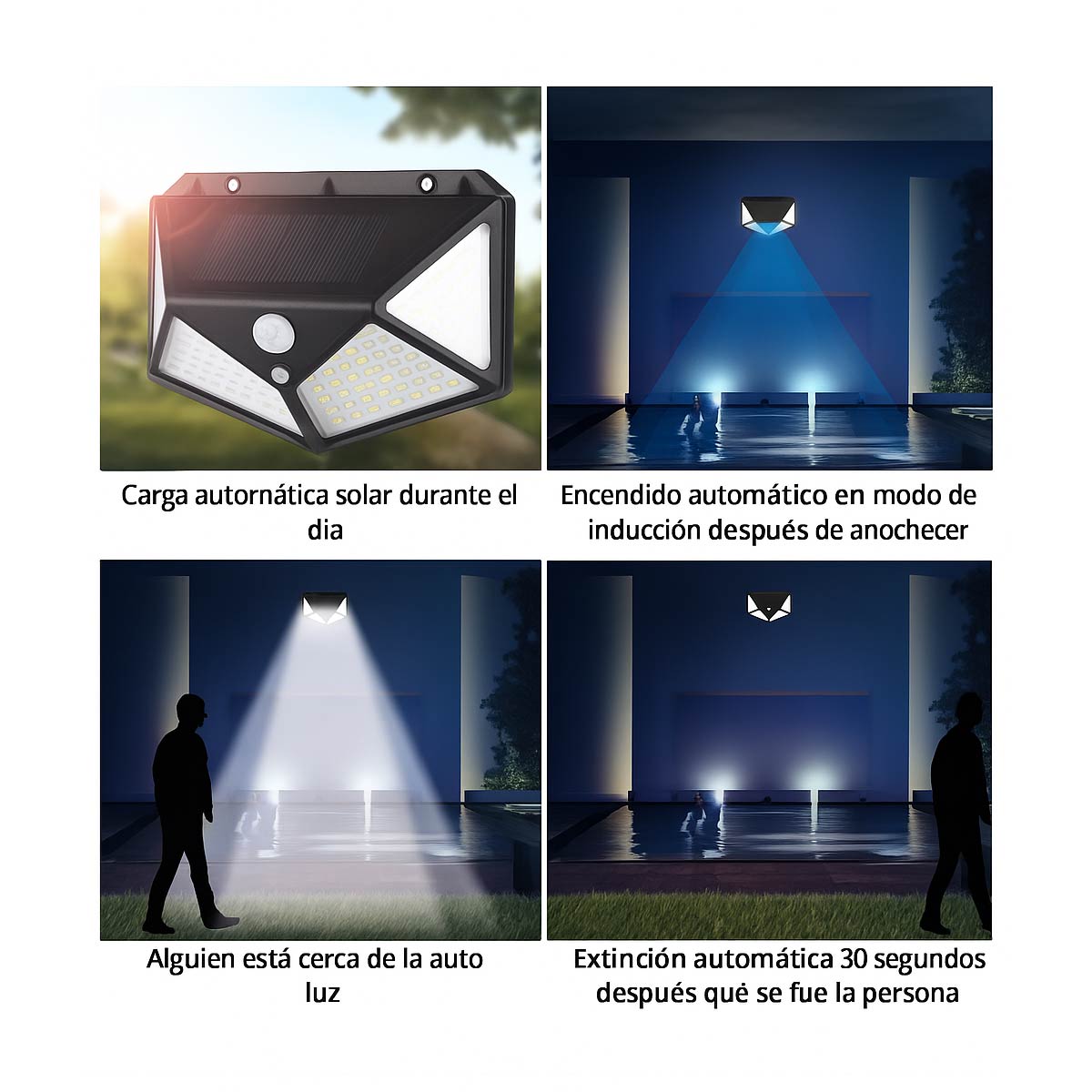 Lampara Exterior Farol Solar Foco 100 Led Sensor Movimiento
