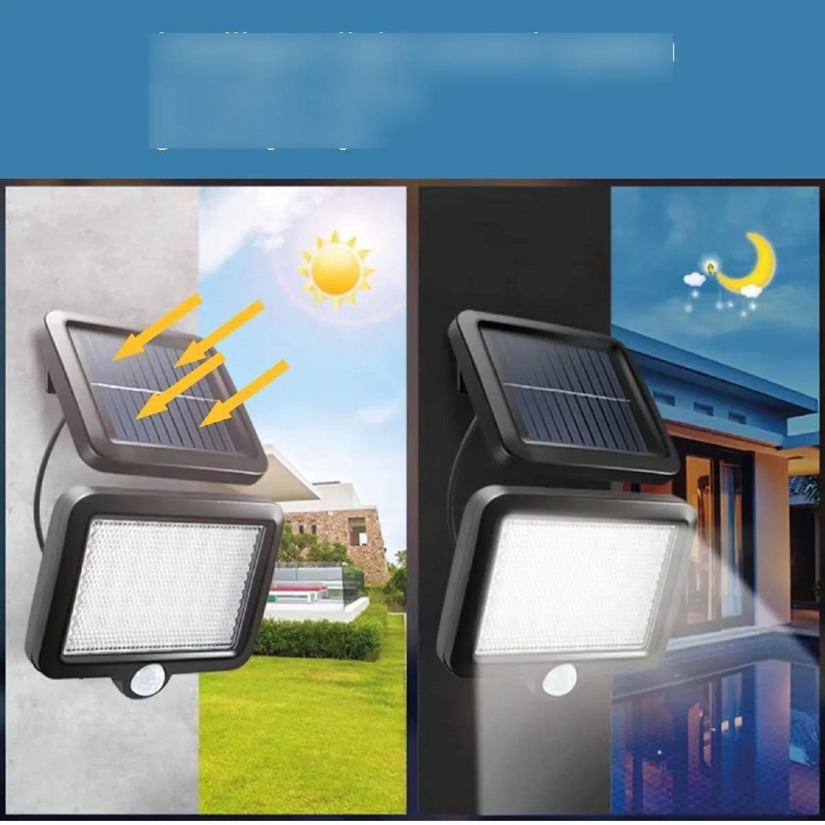 Foco Lámpara Solar Led 100w Sensor Movimiento Exterior