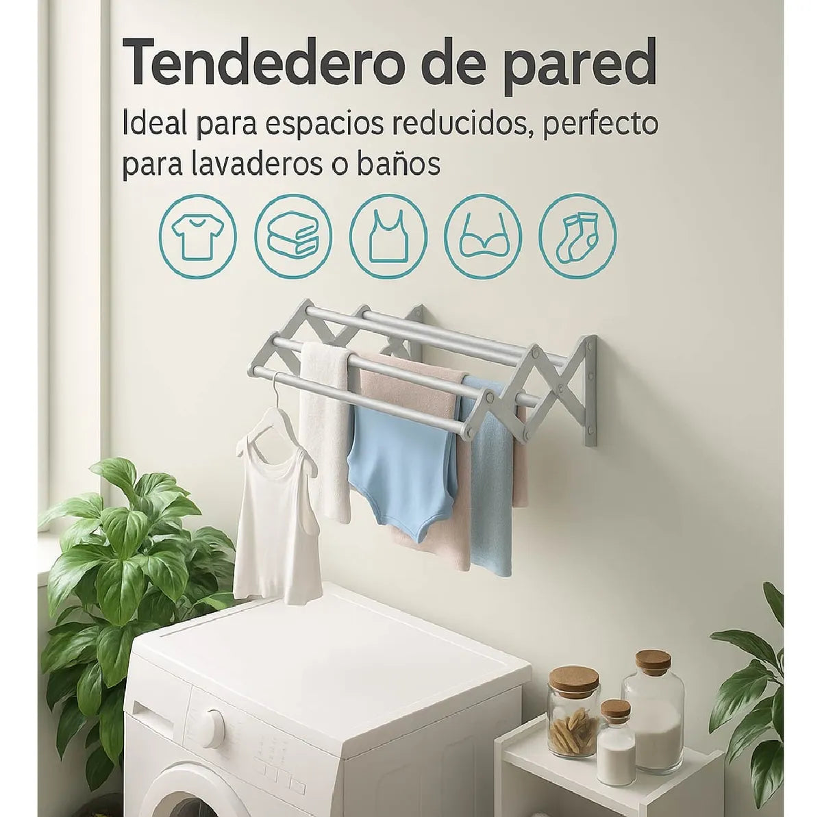 Tender Plegable De Pared De Acero Reforzado Color Gris