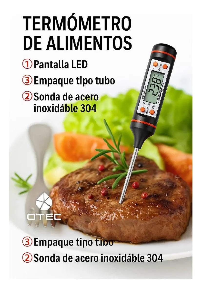 Termometro Digital De Cocina Pinche Alimentos Y Liquidos