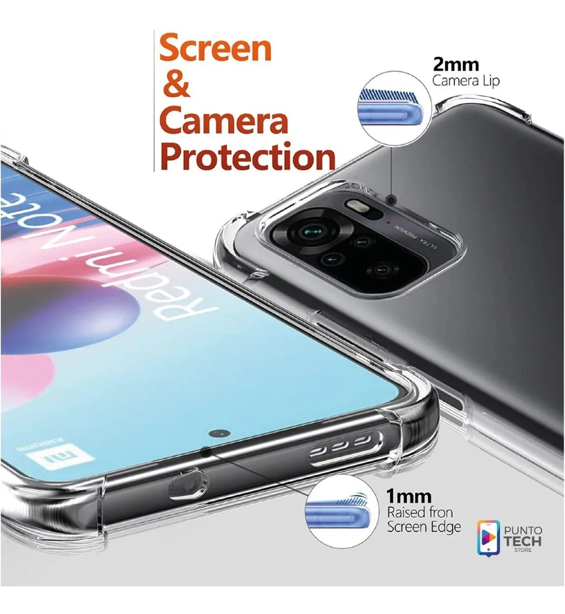 Protector Transparente AntiShock Con Bordes Reforzados Para Xiaomi Redmi 13C