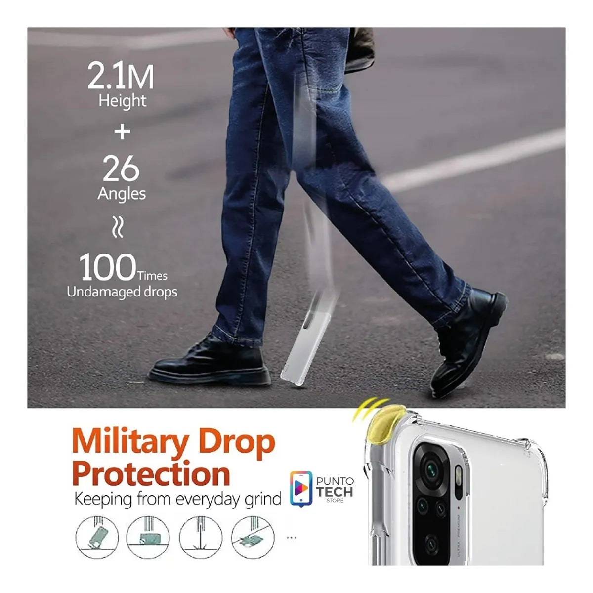 Protector Transparente AntiShock Con Bordes Reforzados Para Xiaomi Redmi 13C