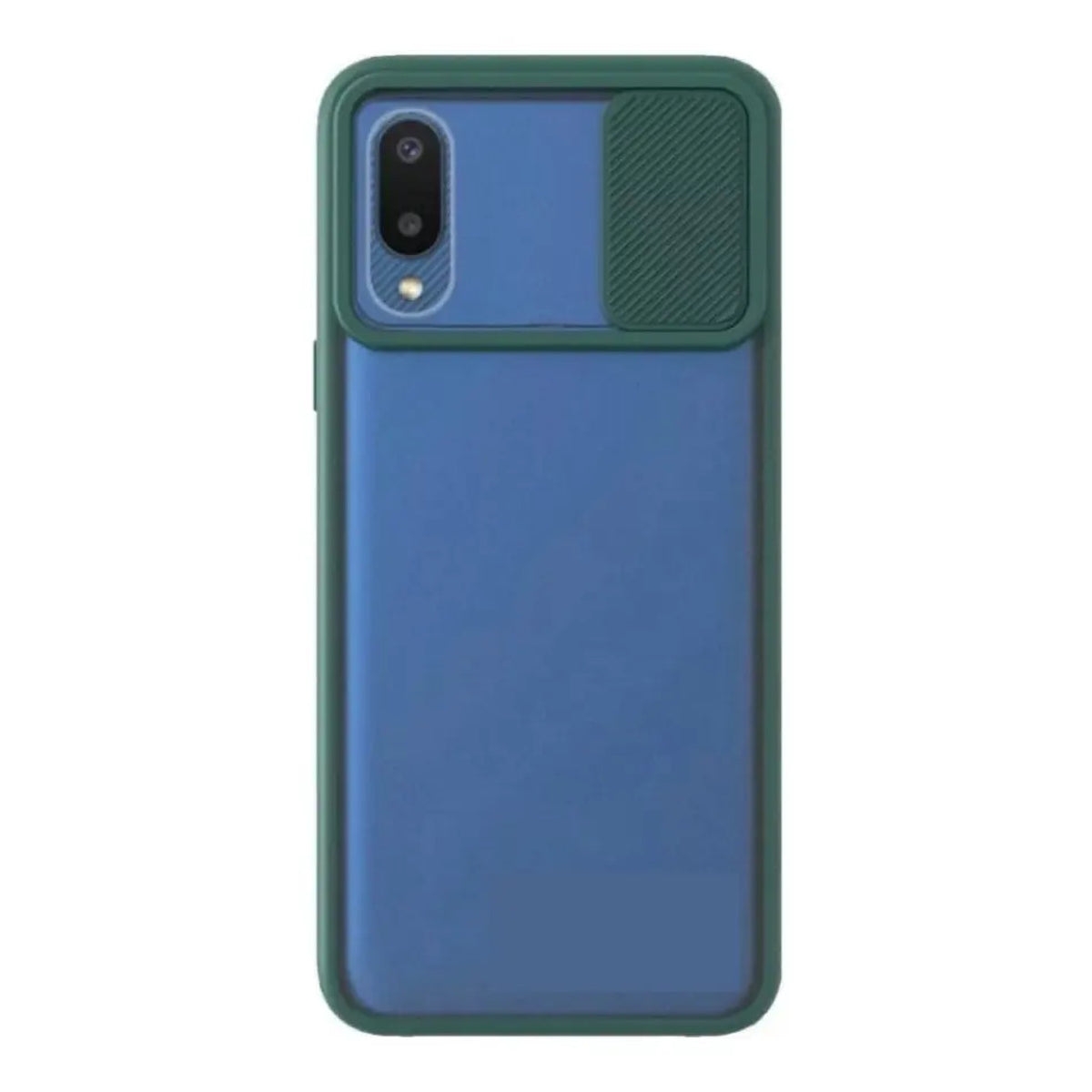 Funda Con Cubre Cámara Deslizante Para Samsung A02 Verde Militar