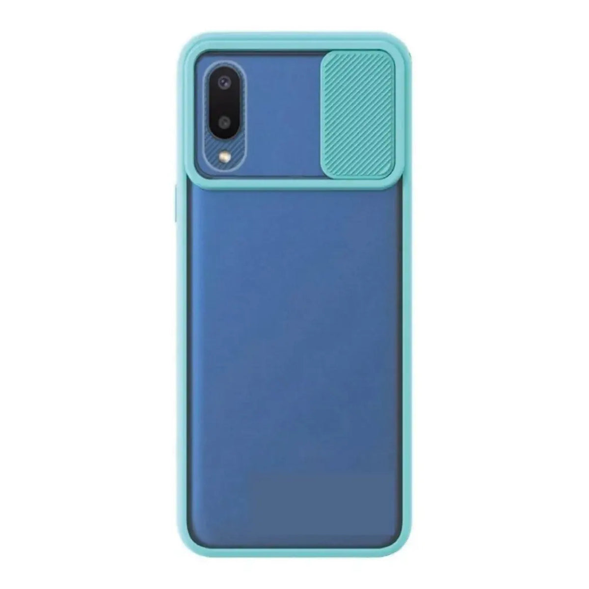 Funda Con Cubre Cámara Deslizante Para Samsung A02 Verde agua