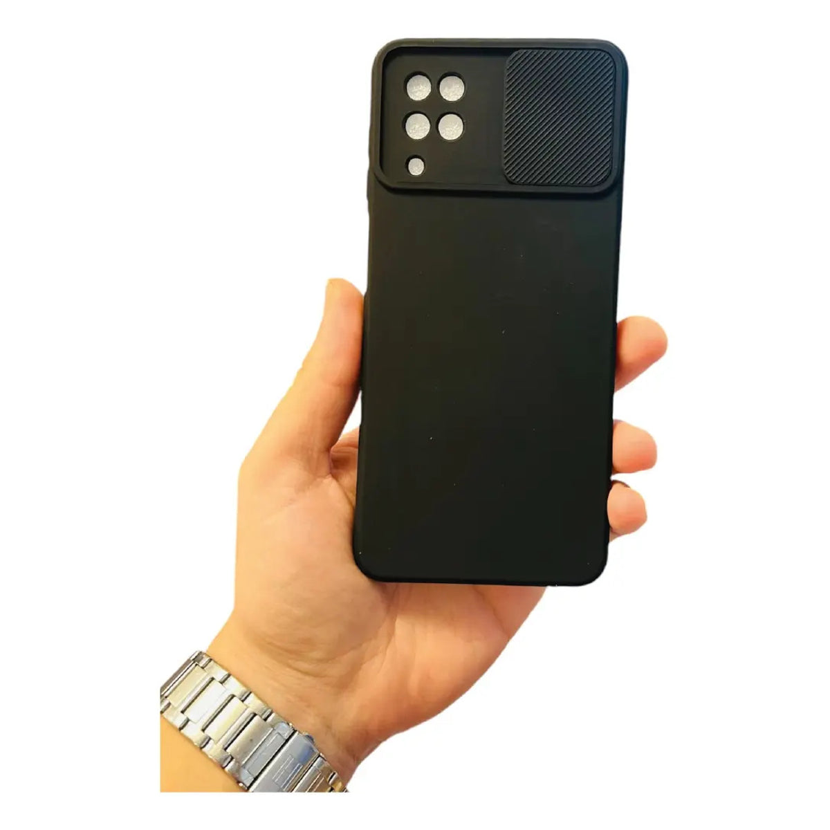 Funda Cubre Cámara De Silicona Para Samsung A12 Negro