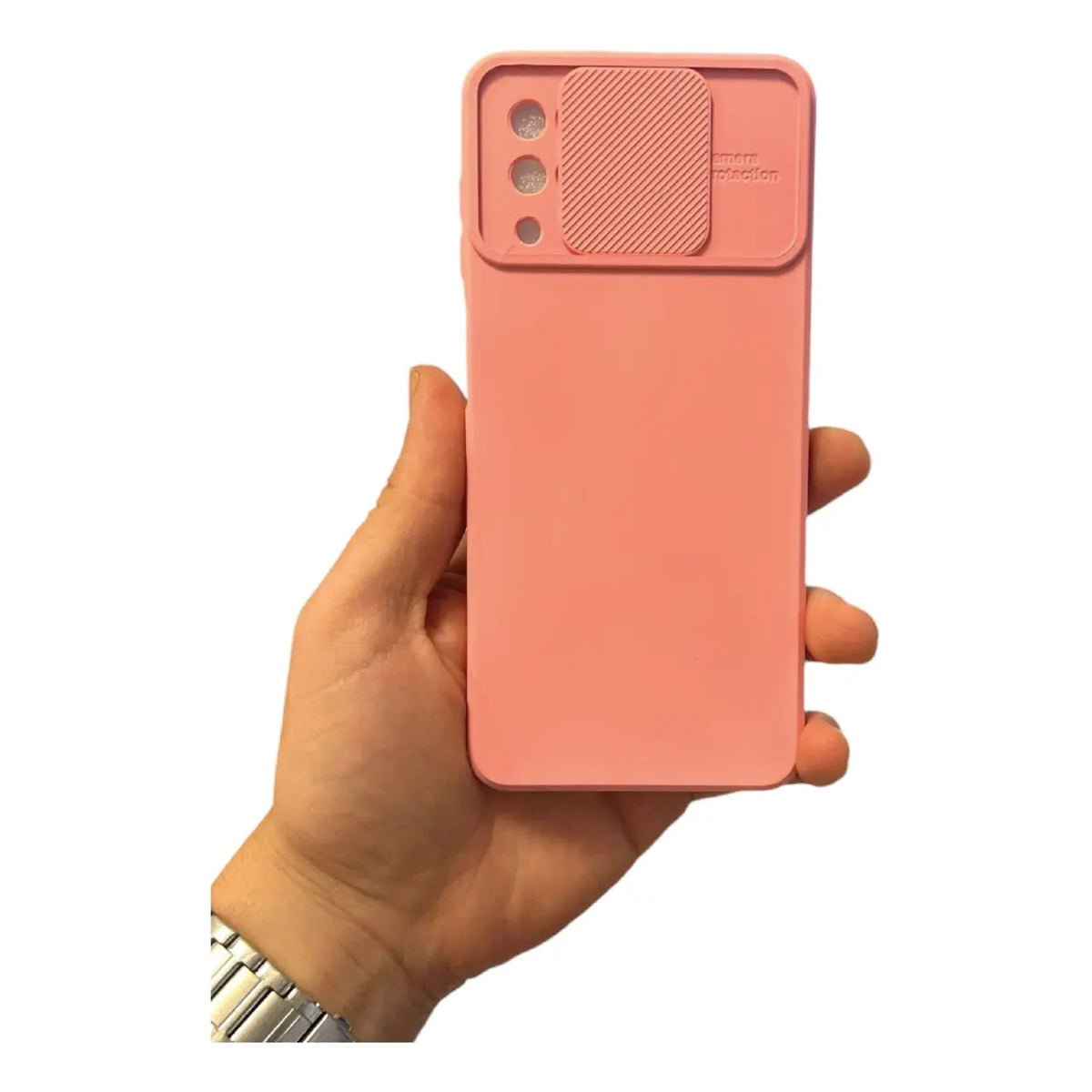 Funda Cubre Cámara De Silicona Para Samsung A12 Rosado