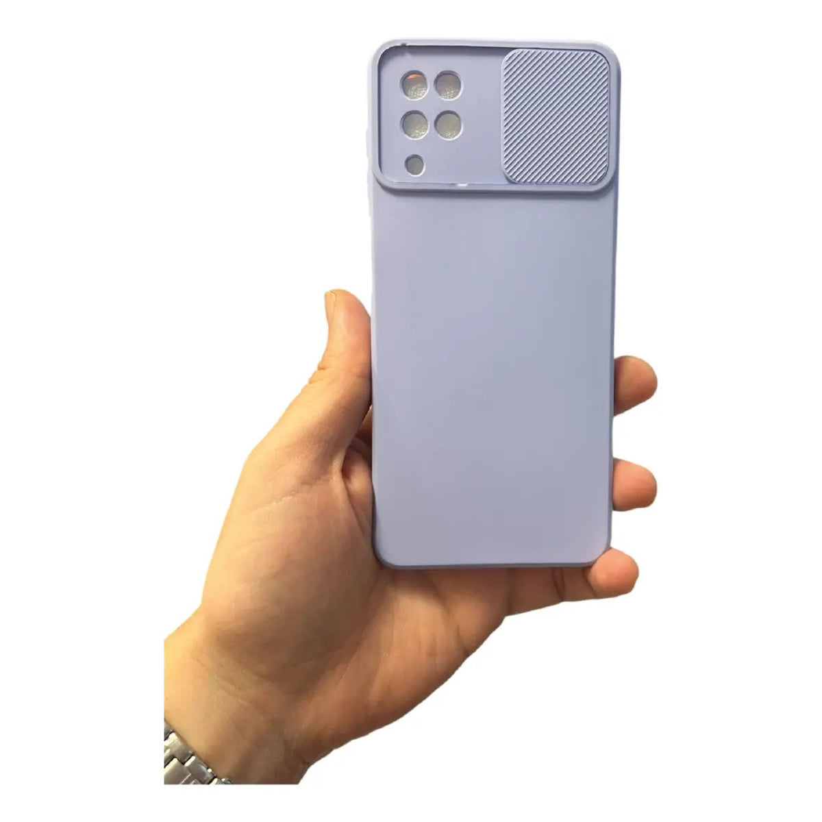 Funda Cubre Cámara De Silicona Para Samsung A12 Lila