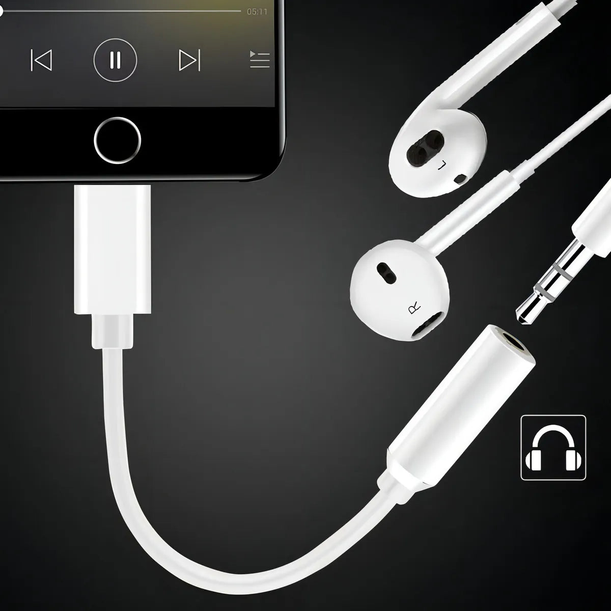 Adaptador Para iPhone De Lighting A Aux Spica Jack 3.5mm