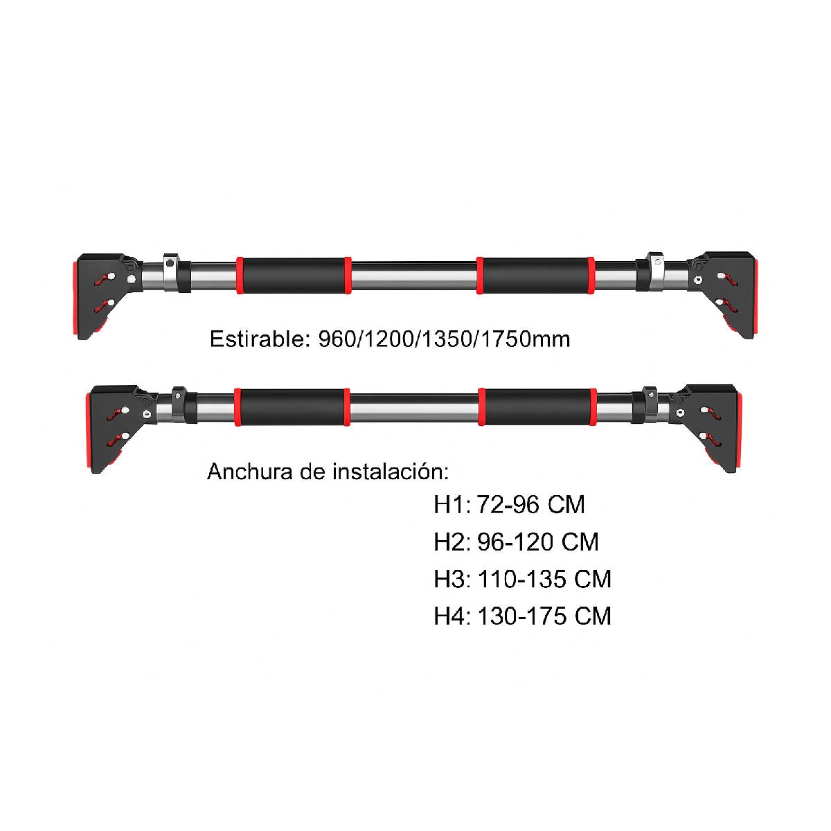 Barra De Ejercicio Multifunción Ajustable Y Antideslizante Negro