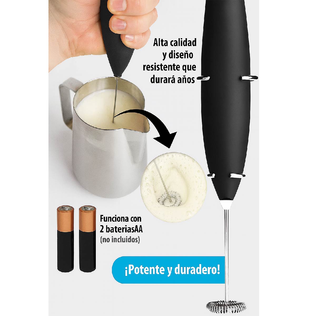 Batidor Espumador De Leche Eléctrico Espuma Mezclador Café