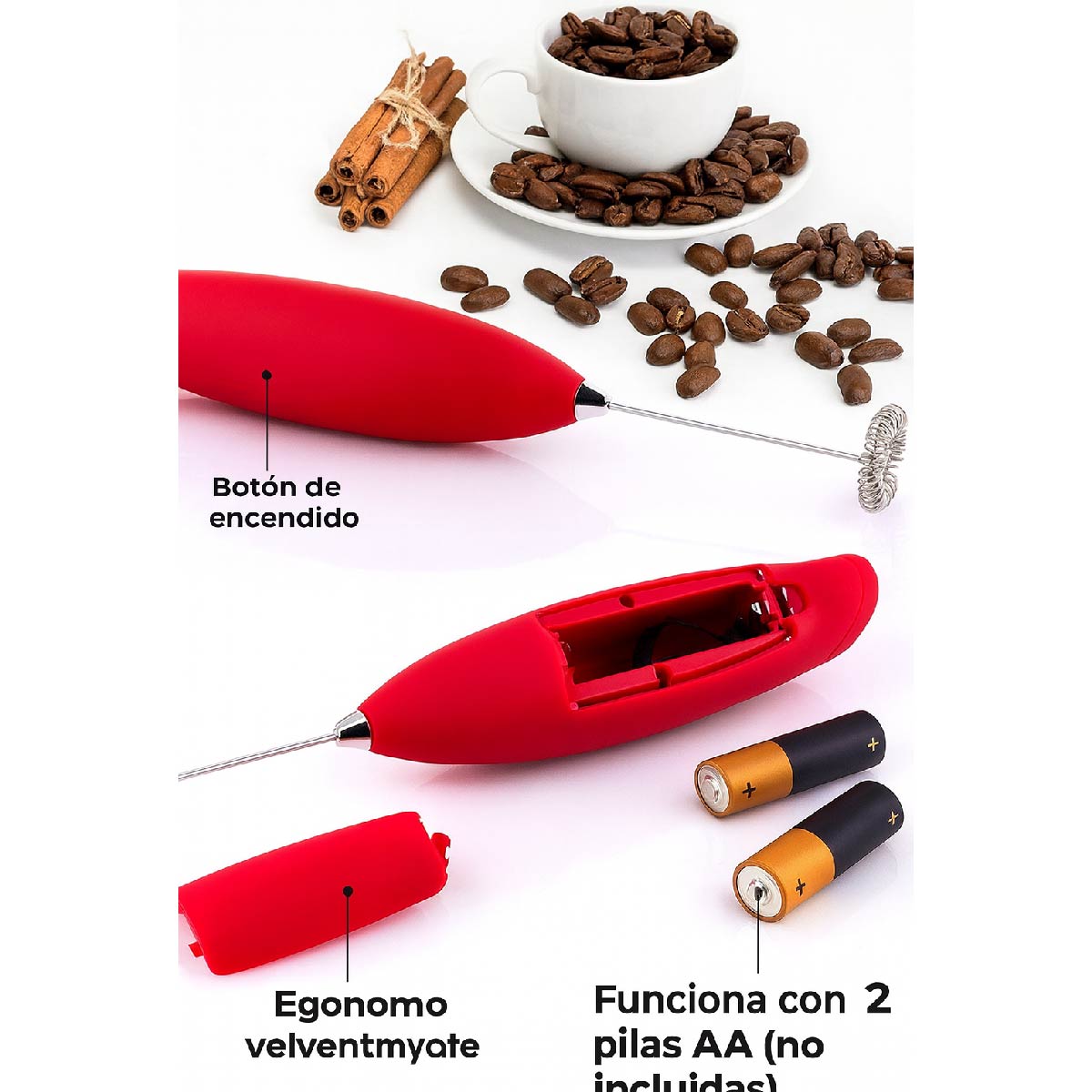 Batidor Espumador De Leche Eléctrico Espuma Mezclador Café