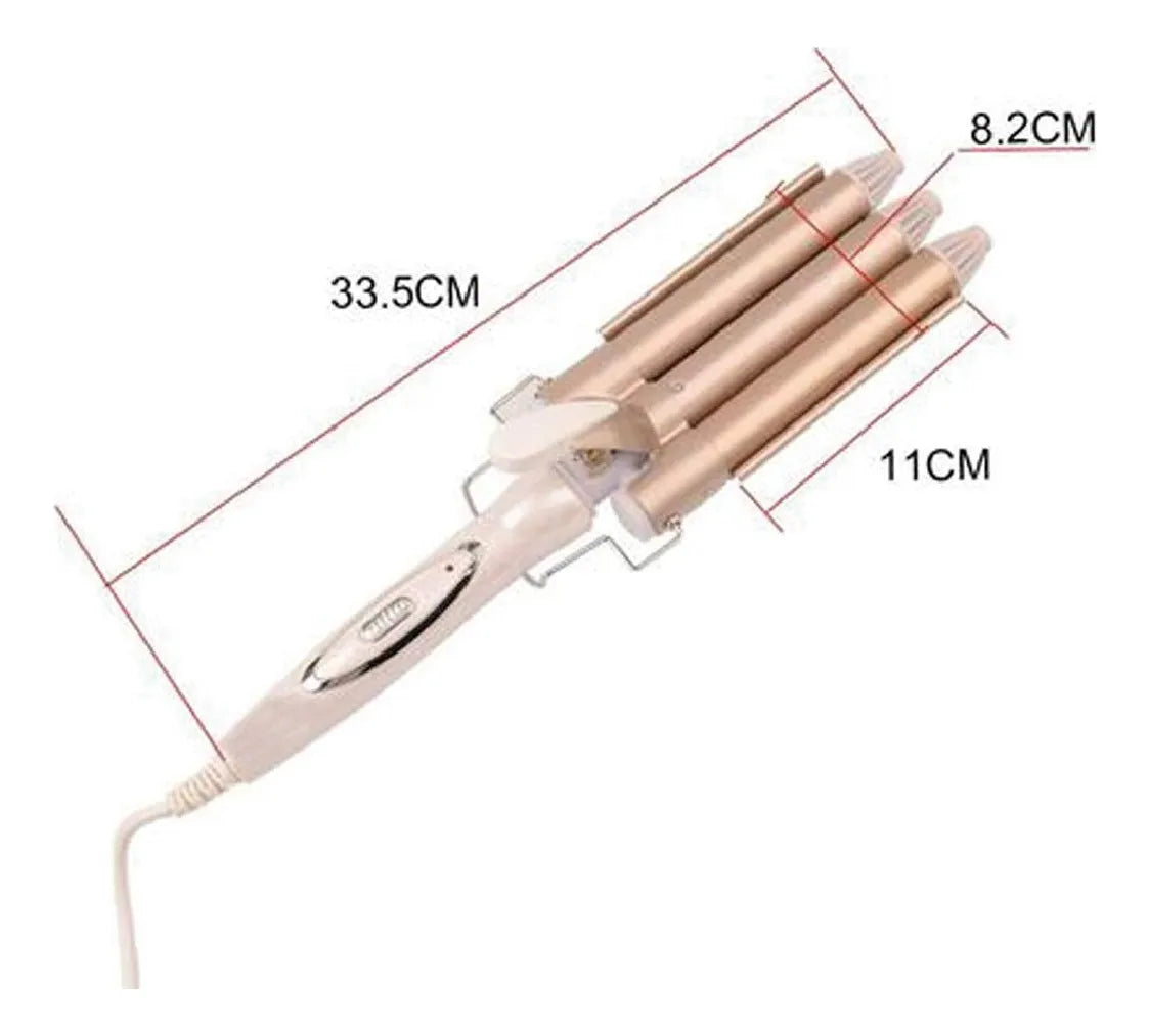 Buclera Rizador Triple Rodillo De Pelo Profesional Kemei 45w