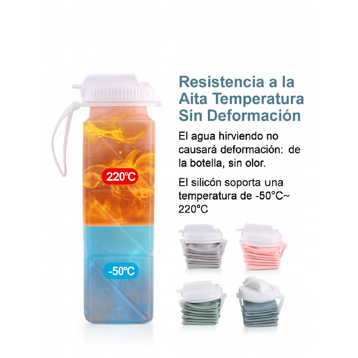 Botella De Agua Plegable Silicona Conserva El Frío