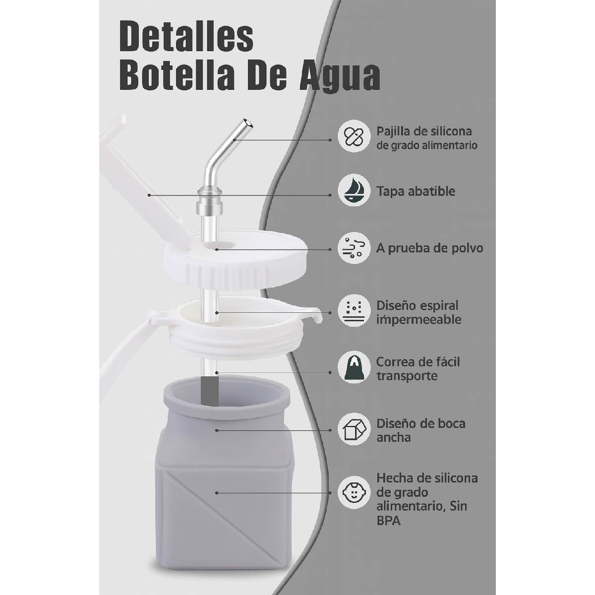Botella De Agua Plegable Silicona Conserva El Frío