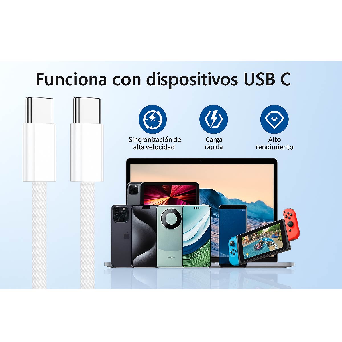 Cable Usb-c Trenzado 1m Para iPhone 15 16 17 Carga Rápida