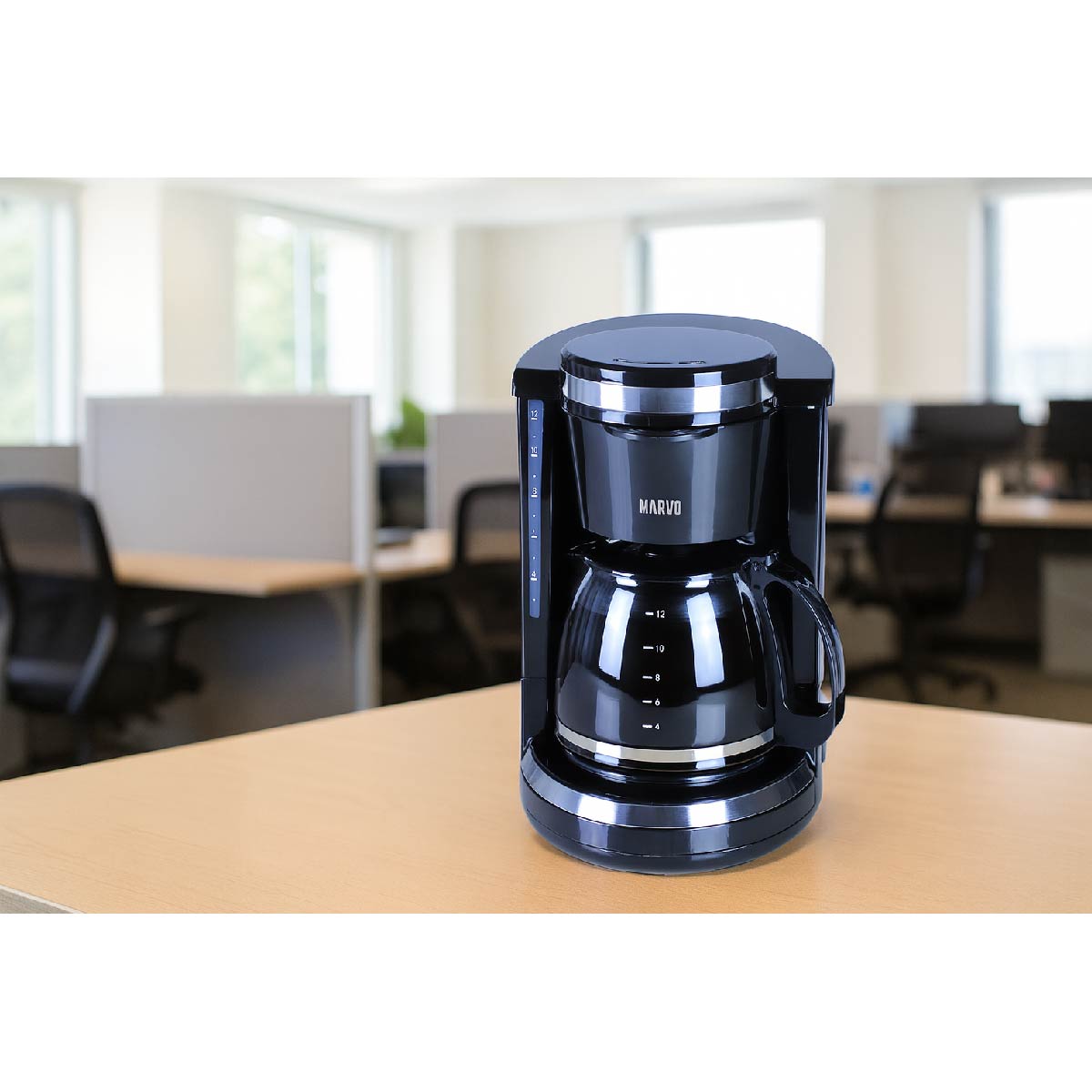 Cafetera De Vidrio Automatica Marvo Hcm-045 1.5l De 12 Tazas Color Negro