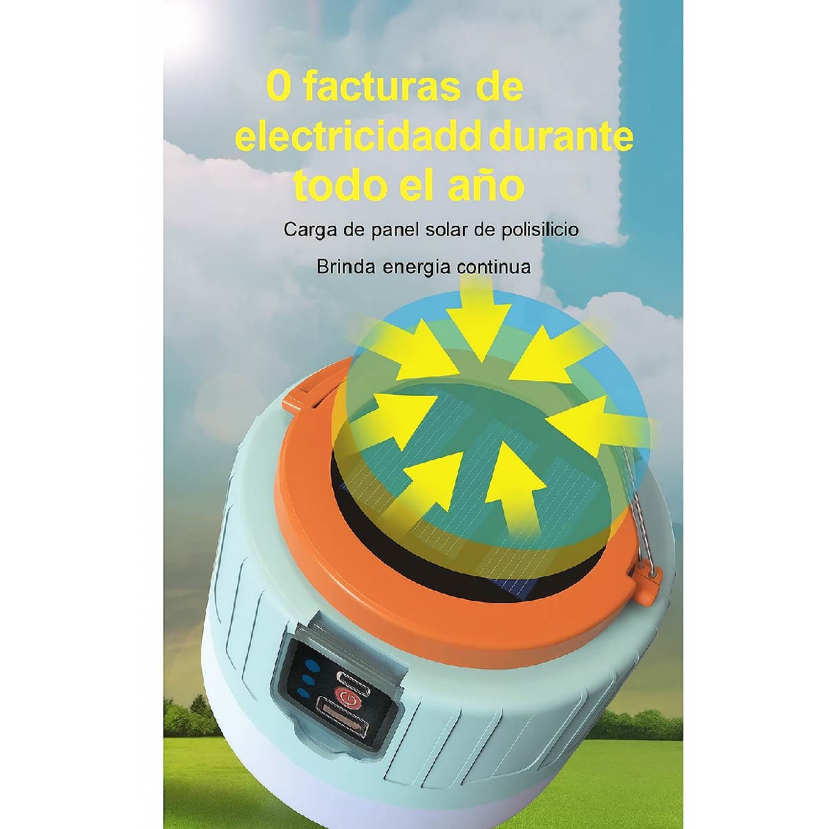 Lampara Para Camping Luz Led Solar E Impermeable De Carga