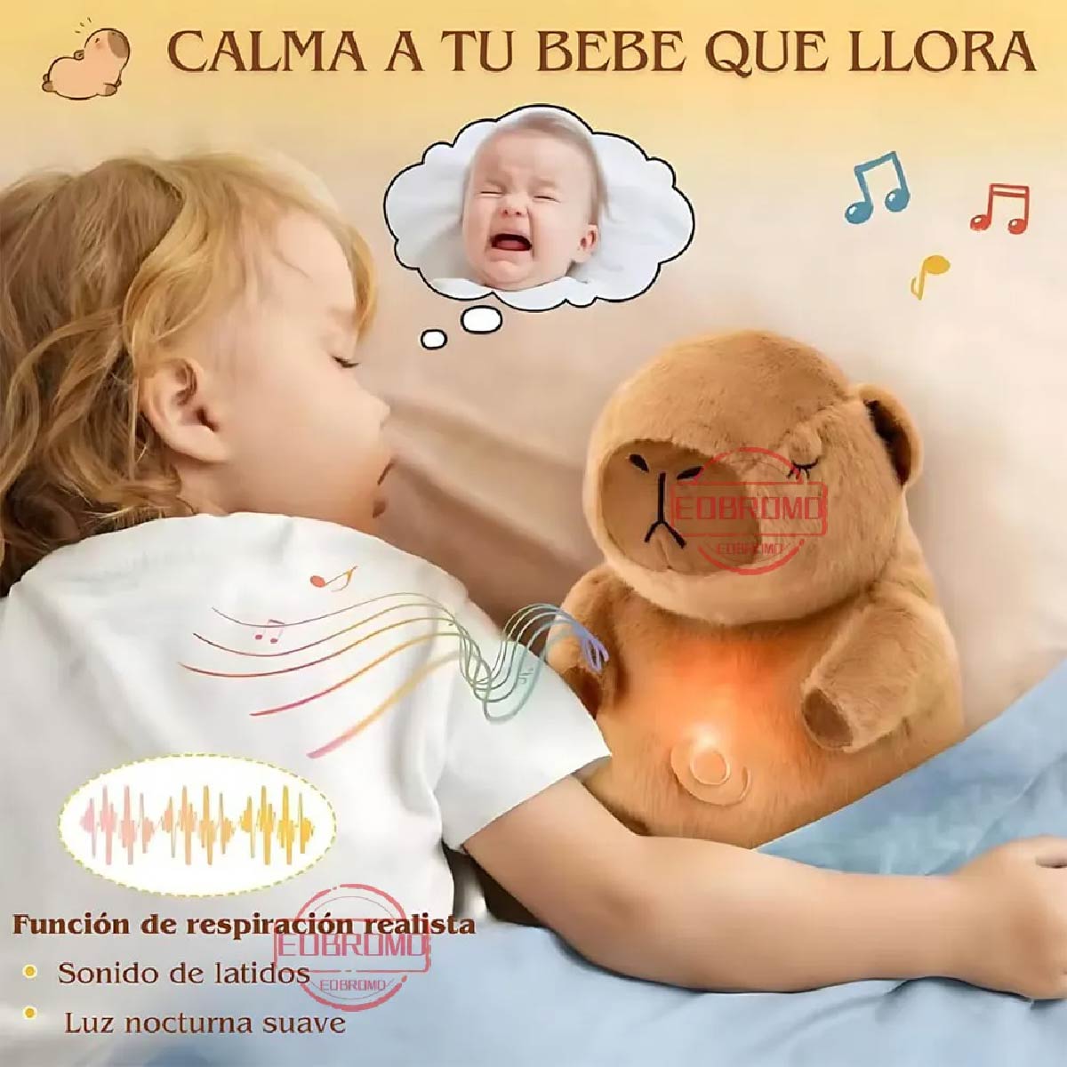 Peluche Capibara Respira Relajante Ansiedad Suave Tierno