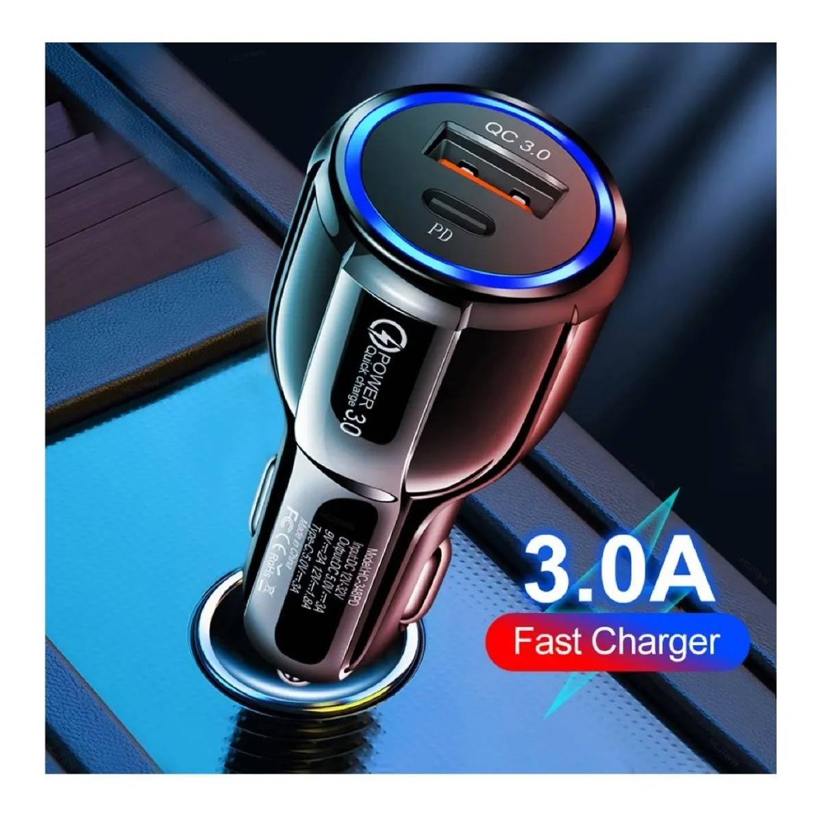 Cargador de Auto USB + USB-C 20W Fast Charge – Potencia Real en el Tablero